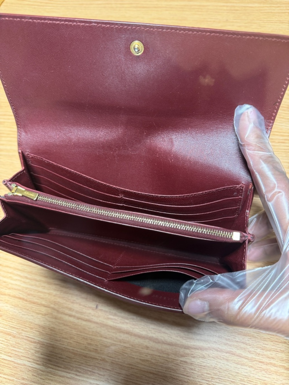 Celine Burgundy Leather Foldover Wallet (authentic) - Picture 6 of 16